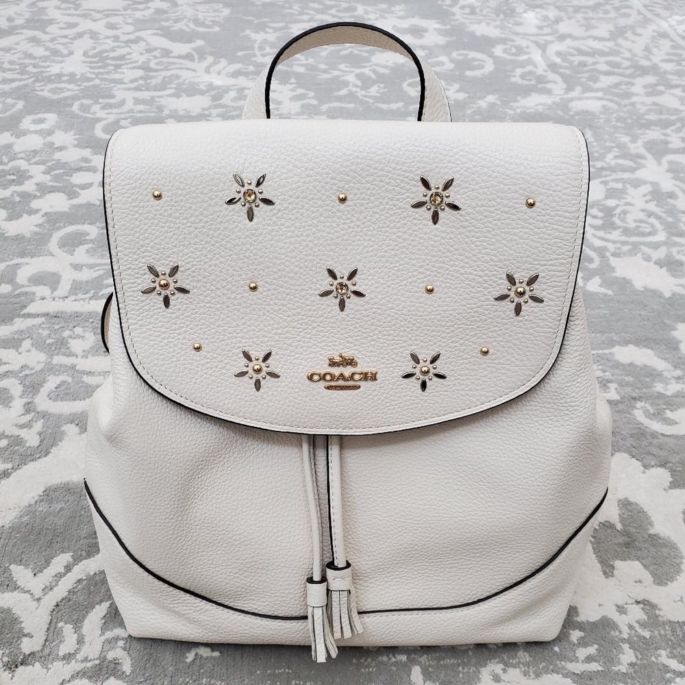 NWT Coach Studded Elle Backpack in Chalk